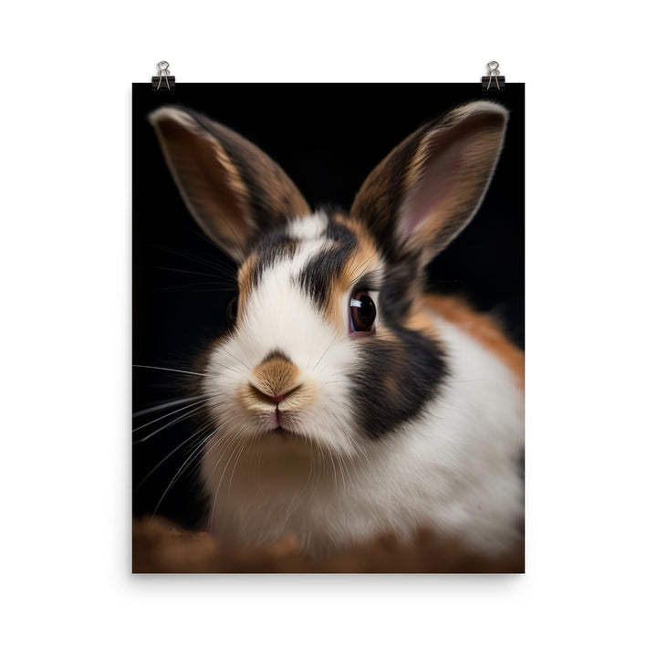 Adorable Harlequin Bunny Photo paper poster - PosterfyAI.com