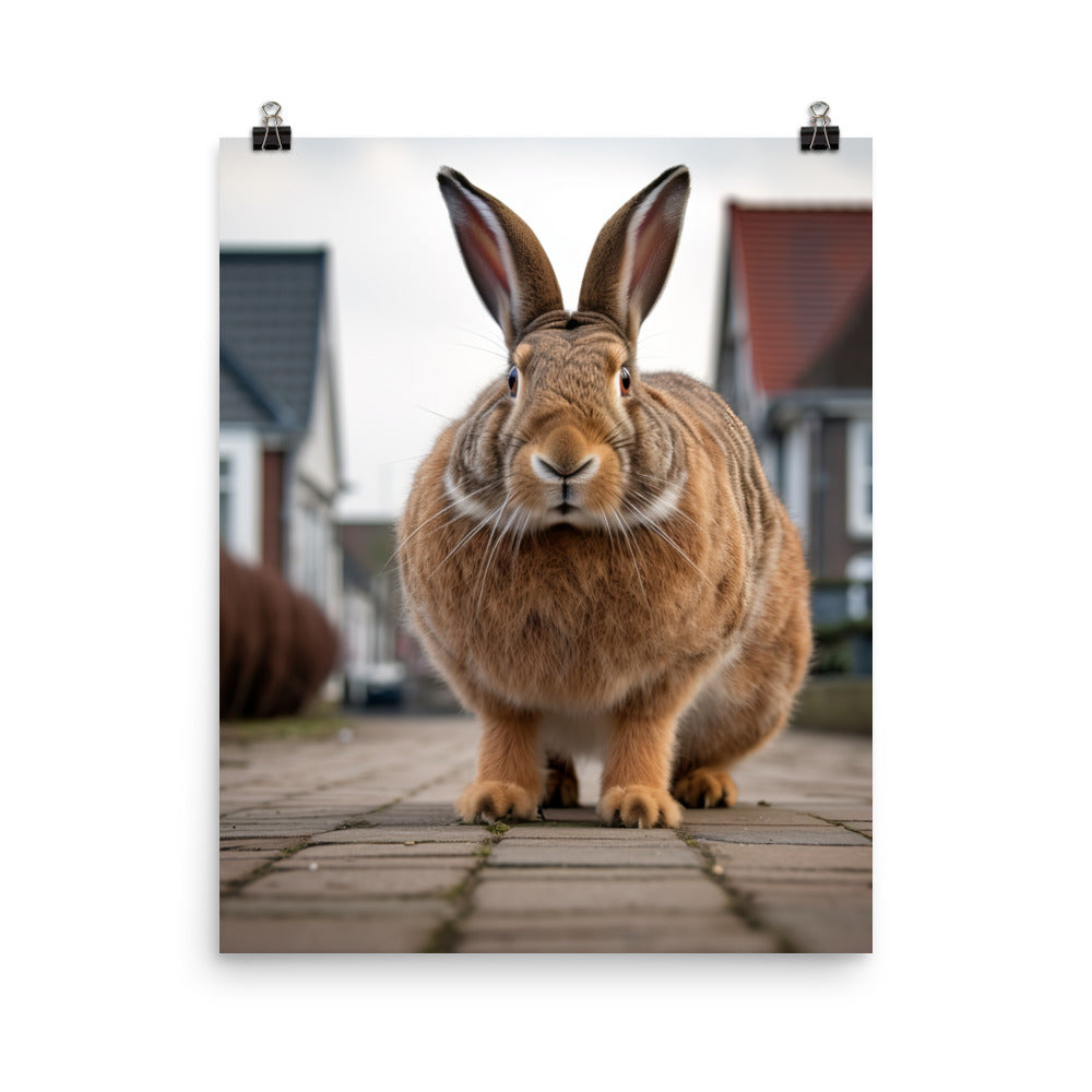 Flemish Giant Bunny with a Majestic Stance Photo paper poster - PosterfyAI.com