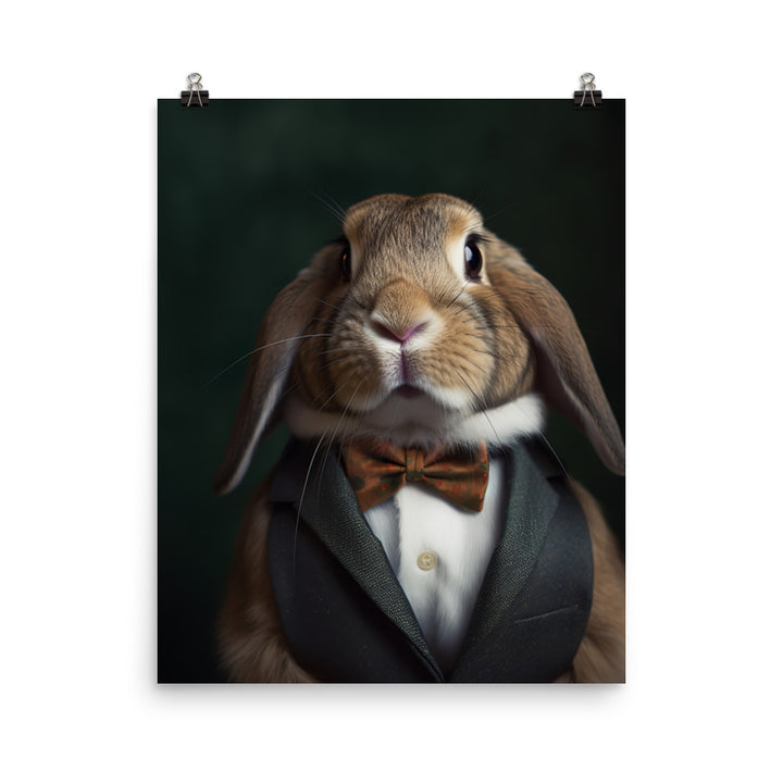 English Lop Bunny with a Stylish Pose Photo paper poster - PosterfyAI.com