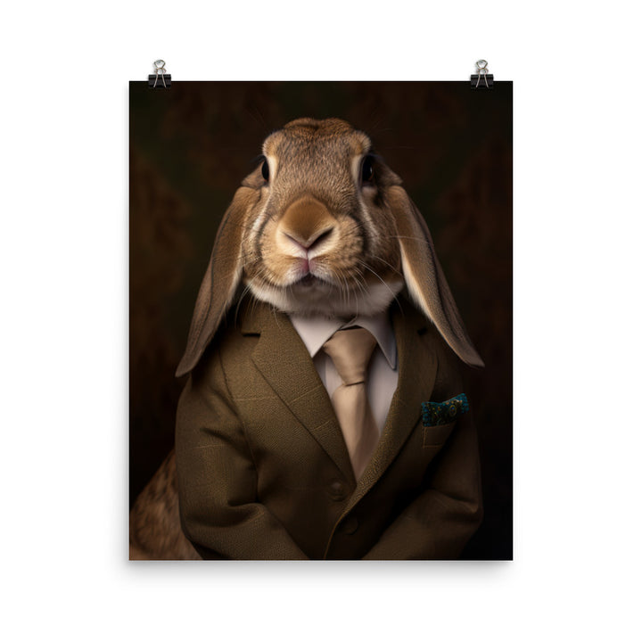 English Lop Bunny with a Stylish Pose Photo paper poster - PosterfyAI.com