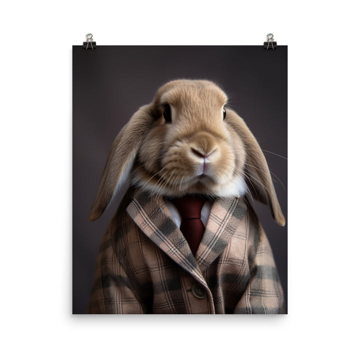 English Lop Bunny with a Stylish Pose Photo paper poster - PosterfyAI.com