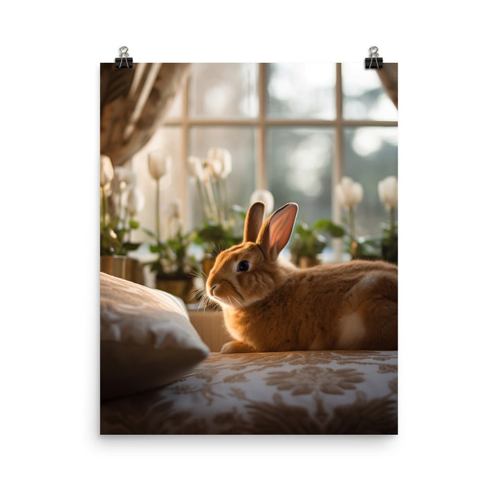 Dutch Bunny in a Cozy Setting Photo paper poster - PosterfyAI.com