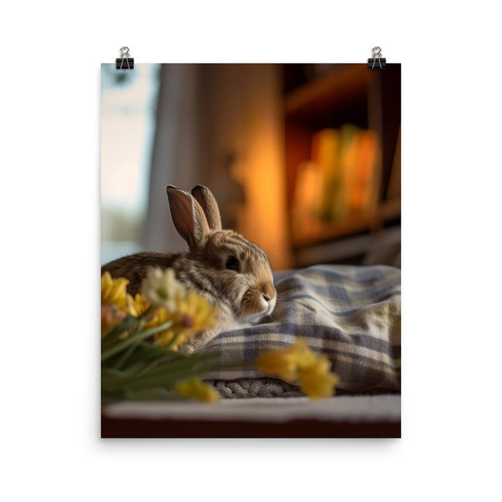 Dutch Bunny in a Cozy Setting Photo paper poster - PosterfyAI.com