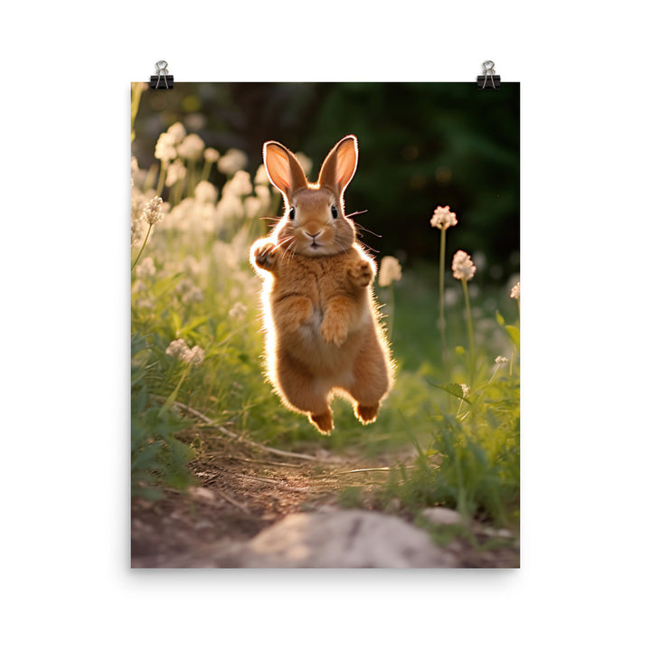 Dutch Bunny Enjoying a Playful Hop Photo paper poster - PosterfyAI.com