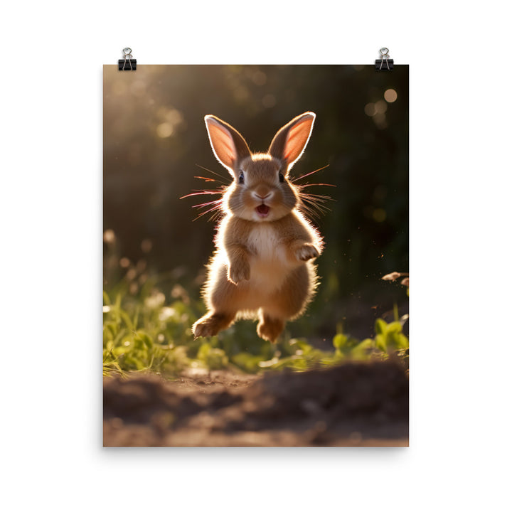 Dutch Bunny Enjoying a Playful Hop Photo paper poster - PosterfyAI.com