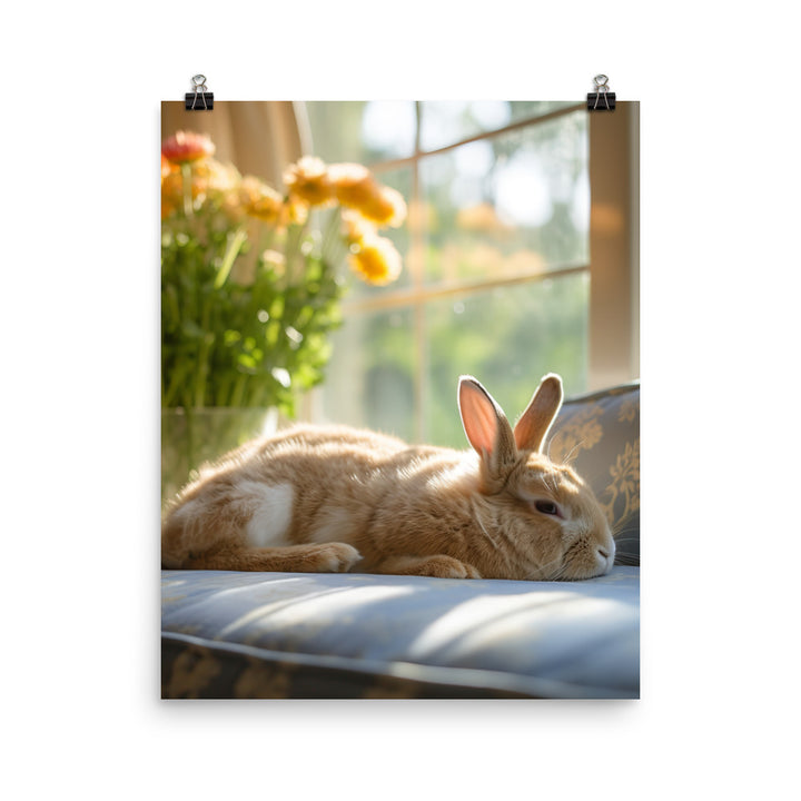 Californian Bunny in a Cozy Setting Photo paper poster - PosterfyAI.com