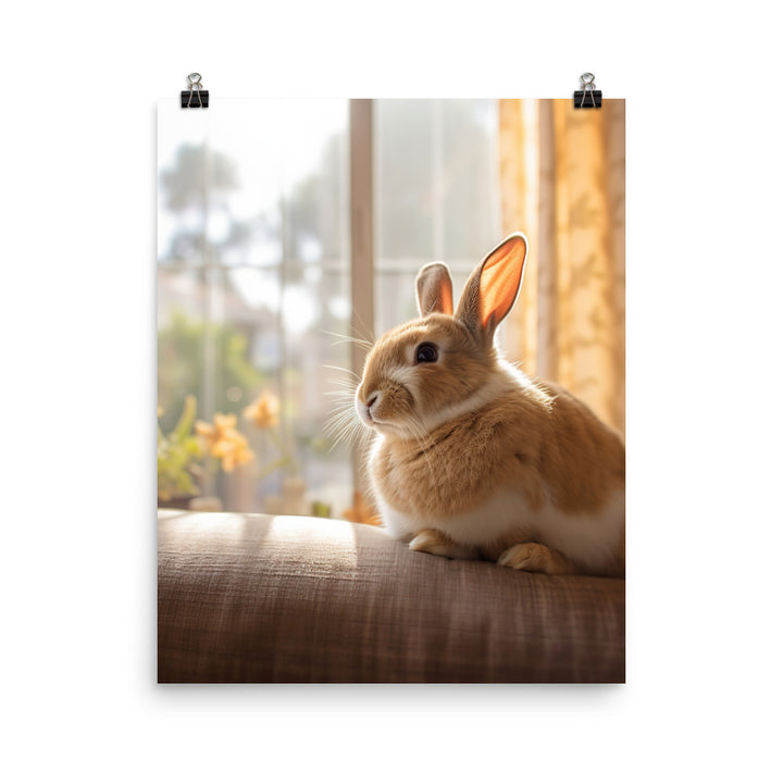 Californian Bunny in a Cozy Setting Photo paper poster - PosterfyAI.com