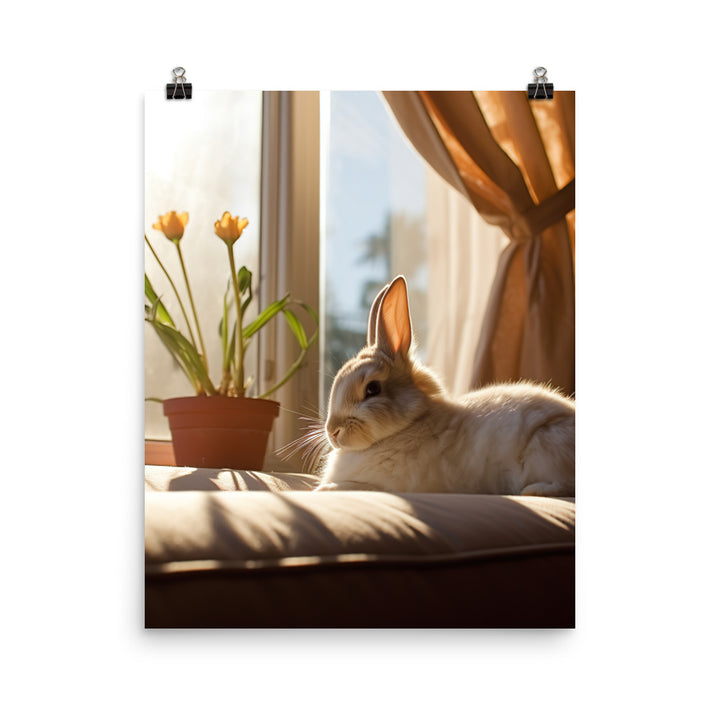 Californian Bunny in a Cozy Setting Photo paper poster - PosterfyAI.com