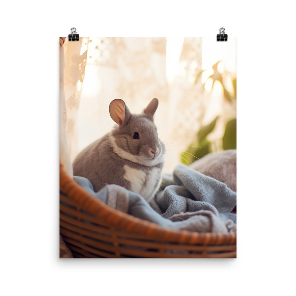 Chinchilla Bunny in a Cozy Setting Photo paper poster - PosterfyAI.com