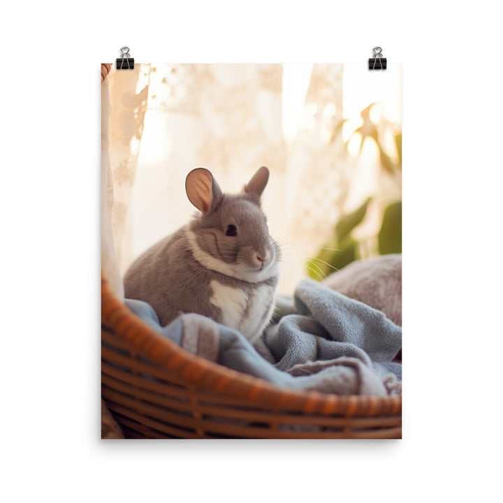 Chinchilla Bunny in a Cozy Setting Photo paper poster - PosterfyAI.com