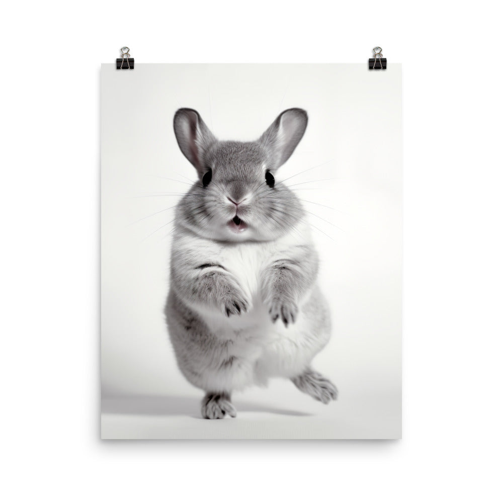 Chinchilla Bunny Enjoying a Playful Hop Photo paper poster - PosterfyAI.com