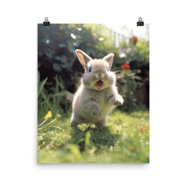 Britannia Petite Bunny Enjoying a Playful Hop Photo paper poster - PosterfyAI.com