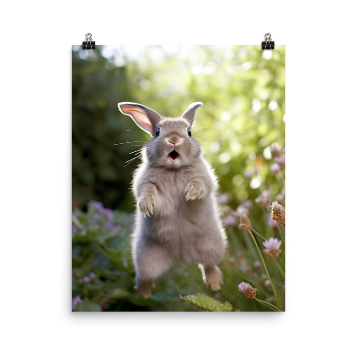 Britannia Petite Bunny Enjoying a Playful Hop Photo paper poster - PosterfyAI.com