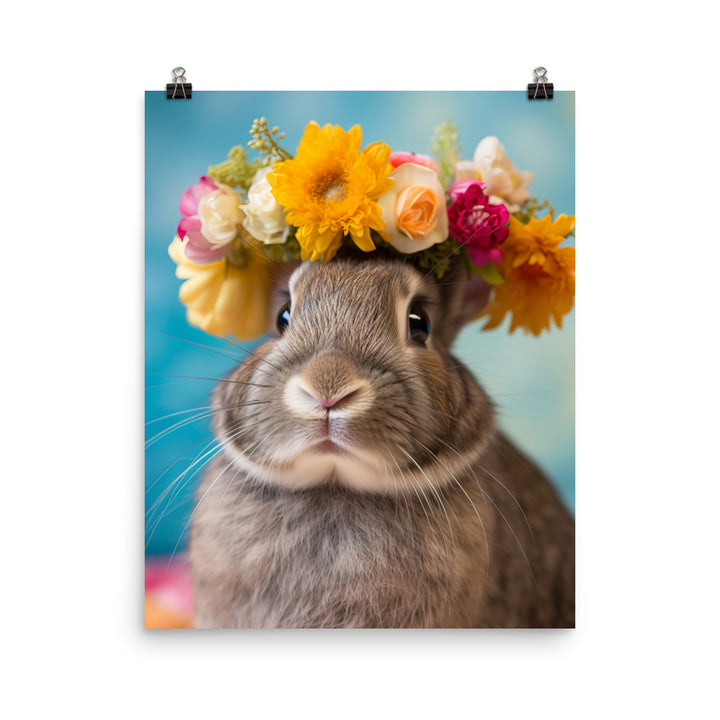 American Bunny with a Crown Photo paper poster - PosterfyAI.com