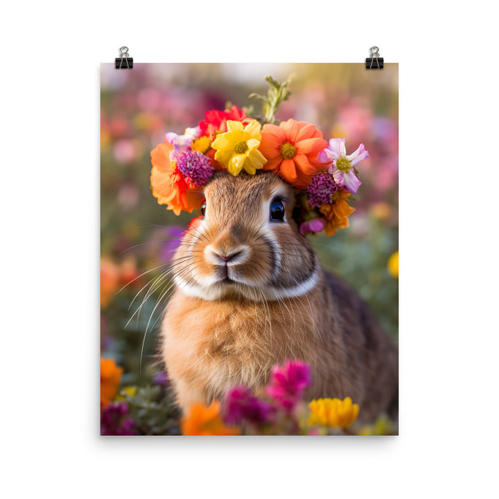 American Bunny with a Crown Photo paper poster - PosterfyAI.com