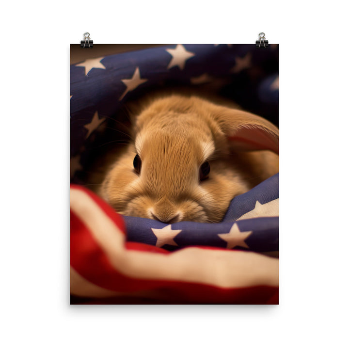 American Bunny Nestled in a Soft Blanket Photo paper poster - PosterfyAI.com