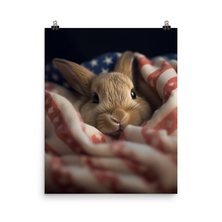 American Bunny Nestled in a Soft Blanket Photo paper poster - PosterfyAI.com