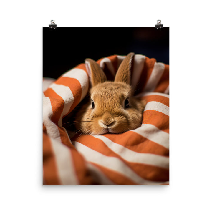 American Bunny Nestled in a Soft Blanket Photo paper poster - PosterfyAI.com