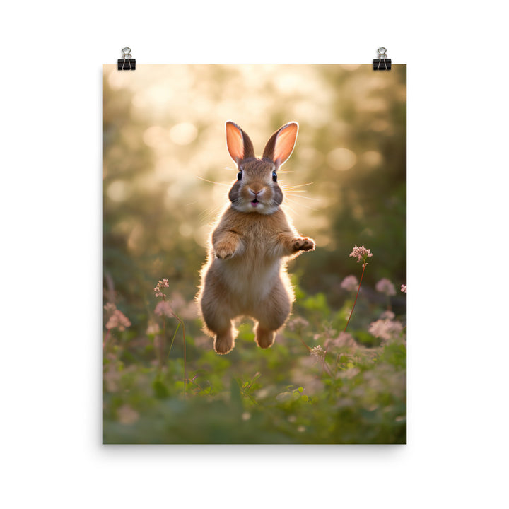 American Bunny Enjoying a Playful Hop Photo paper poster - PosterfyAI.com