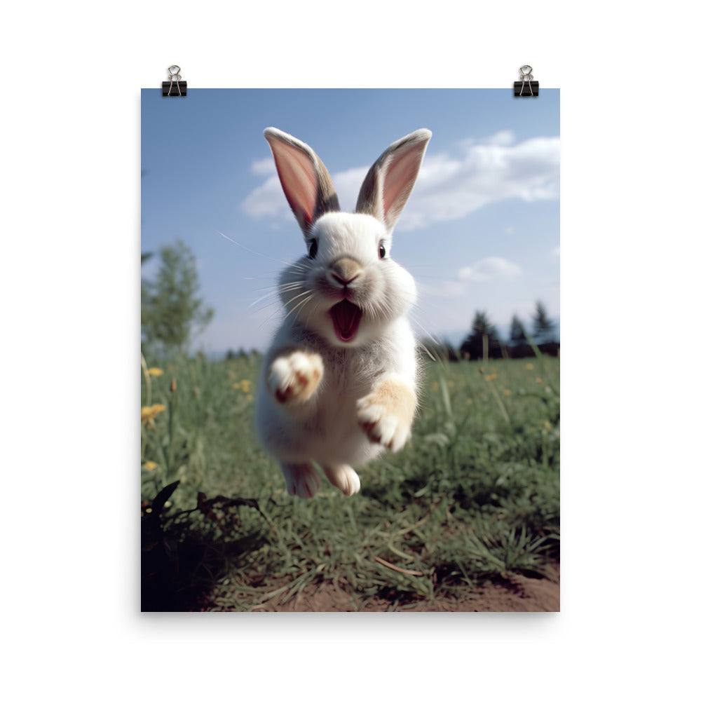 American Bunny Enjoying a Playful Hop Photo paper poster - PosterfyAI.com