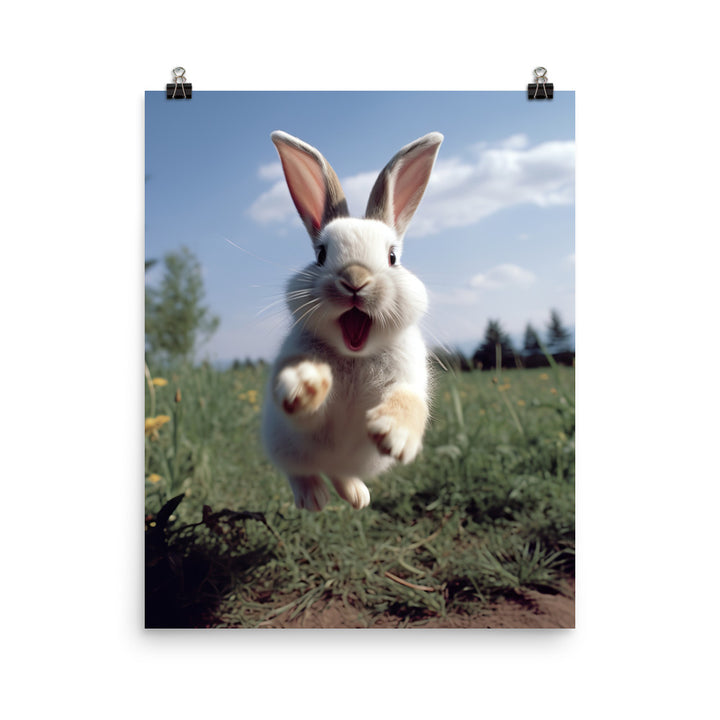 American Bunny Enjoying a Playful Hop Photo paper poster - PosterfyAI.com