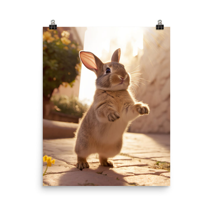 American Bunny Enjoying a Playful Hop Photo paper poster - PosterfyAI.com