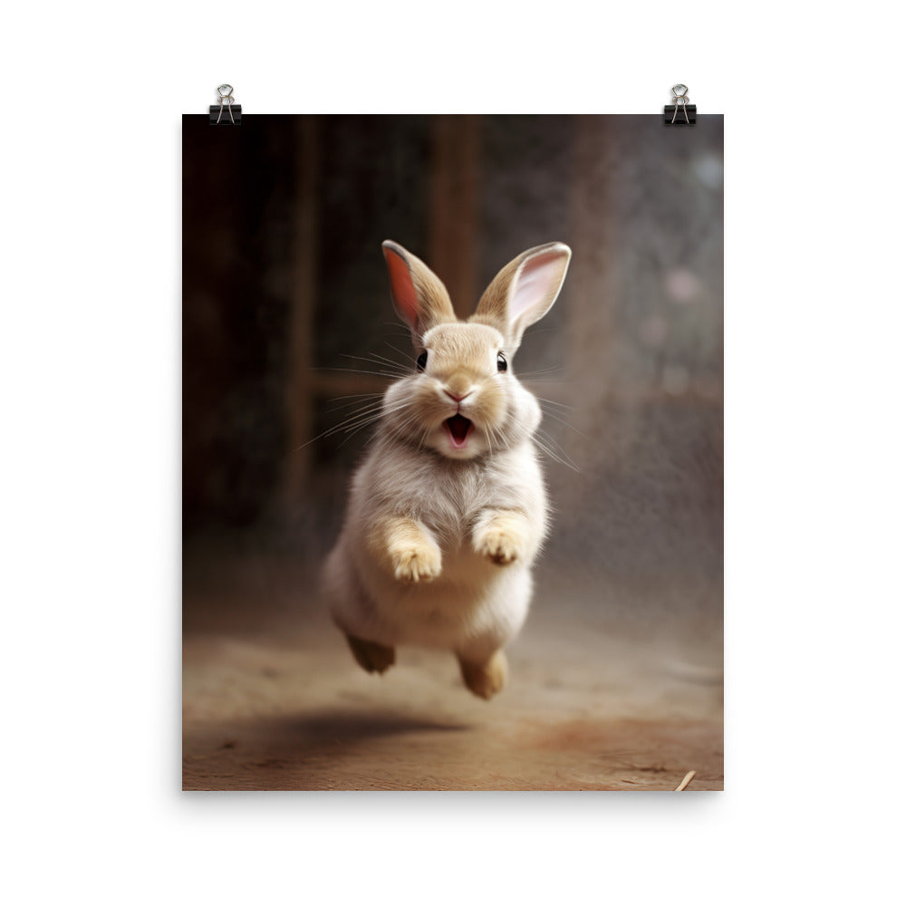 American Bunny Enjoying a Playful Hop Photo paper poster - PosterfyAI.com