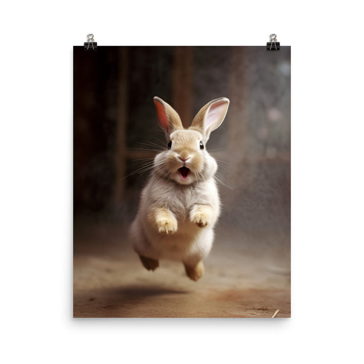 American Bunny Enjoying a Playful Hop Photo paper poster - PosterfyAI.com