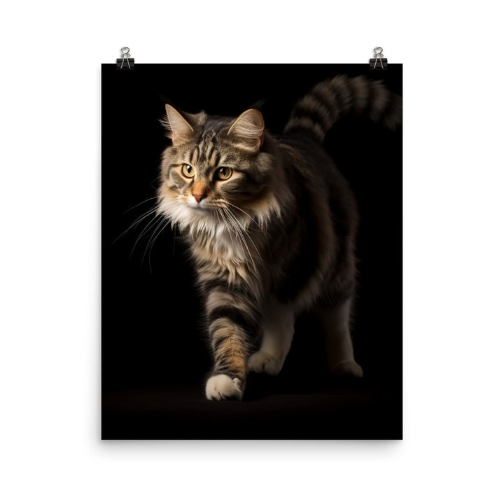 Playfulness of Manx Cat Photo paper poster - PosterfyAI.com