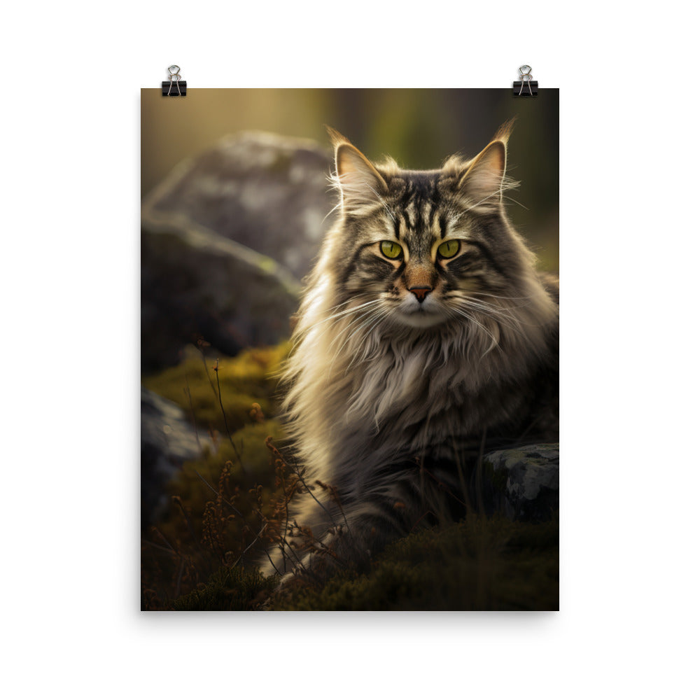 Norwegian Forest Cat Photo paper poster - PosterfyAI.com