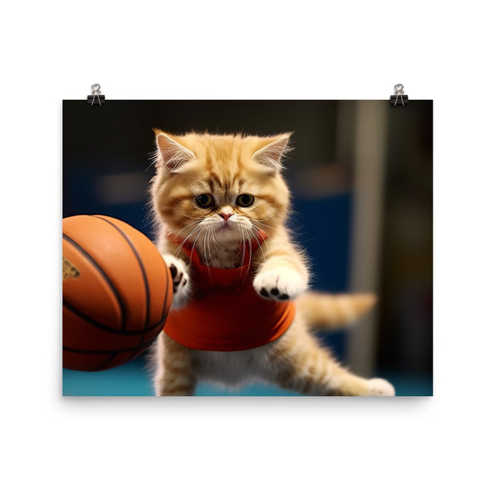 Exotic Shorthair BasketBall Player Photo paper poster - PosterfyAI.com
