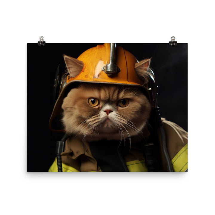 Exotic Shorthair Firefighter Photo paper poster - PosterfyAI.com