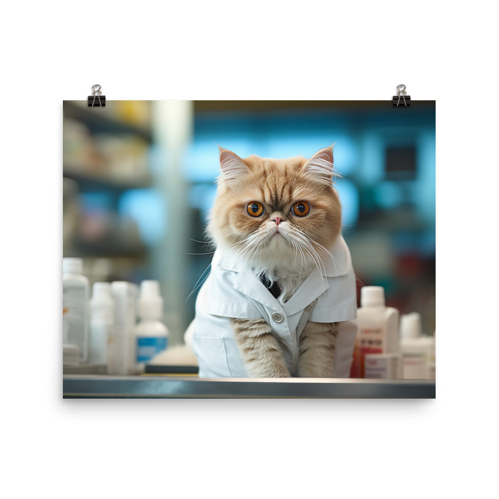 Exotic Shorthair Pharmacist Photo paper poster - PosterfyAI.com