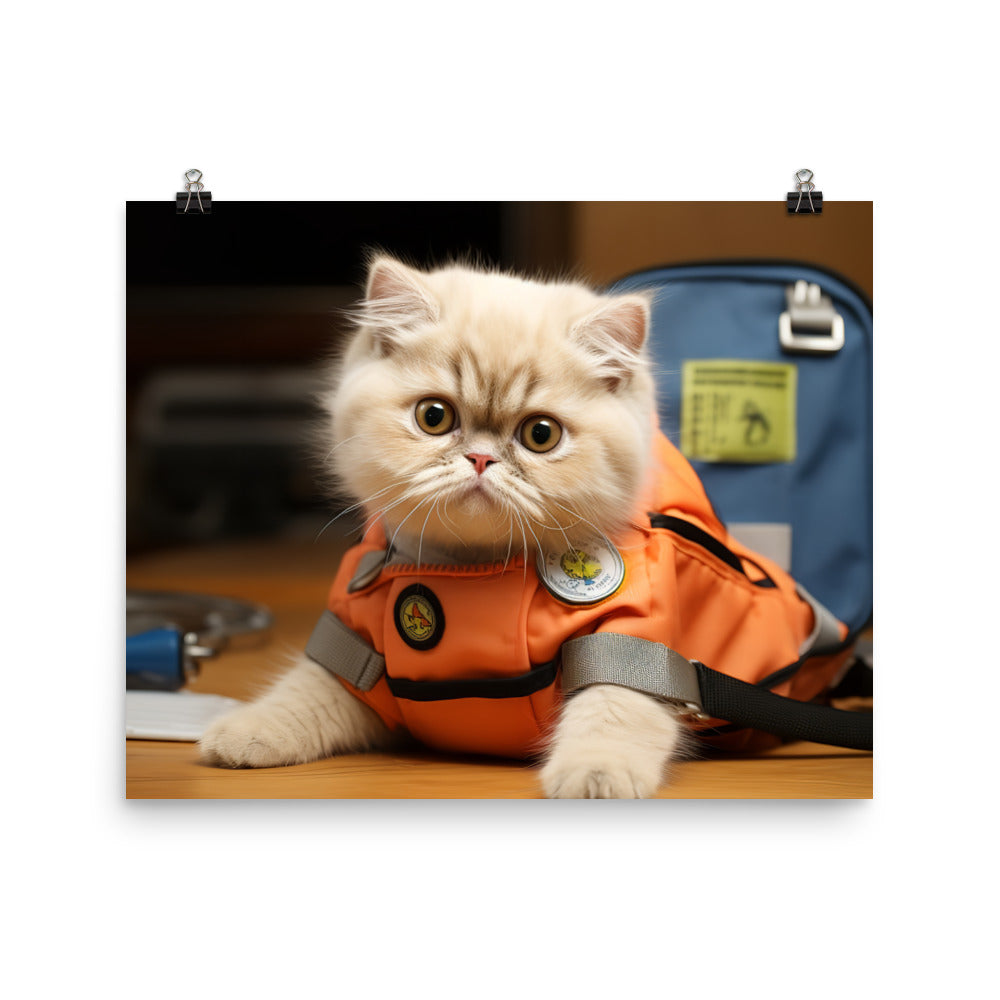 Exotic Shorthair Paramedic Photo paper poster - PosterfyAI.com