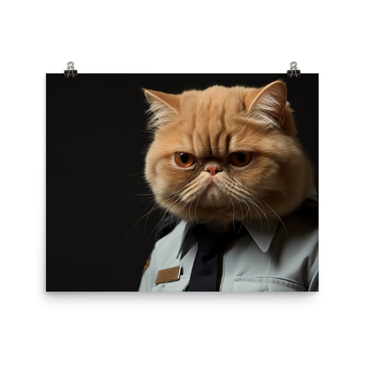Exotic Shorthair Security Officer Photo paper poster - PosterfyAI.com