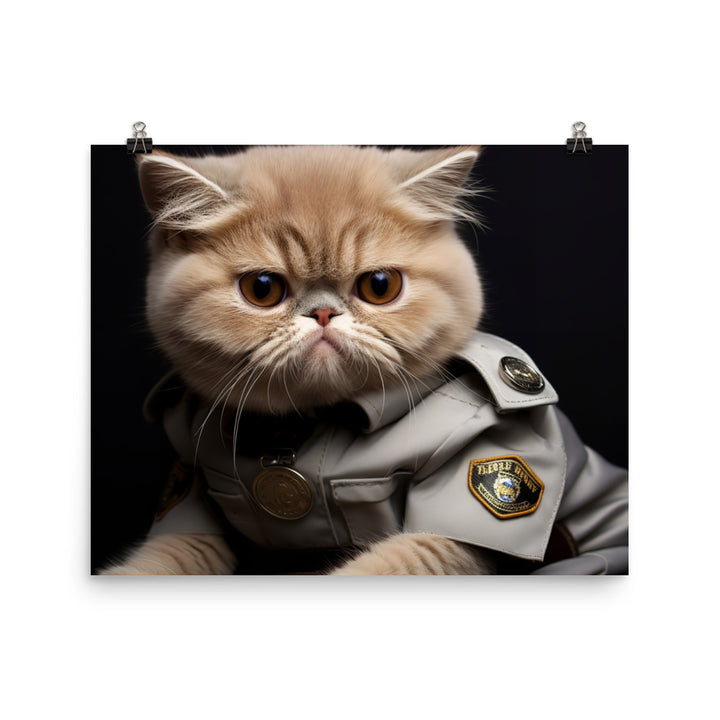Exotic Shorthair Security Officer Photo paper poster - PosterfyAI.com