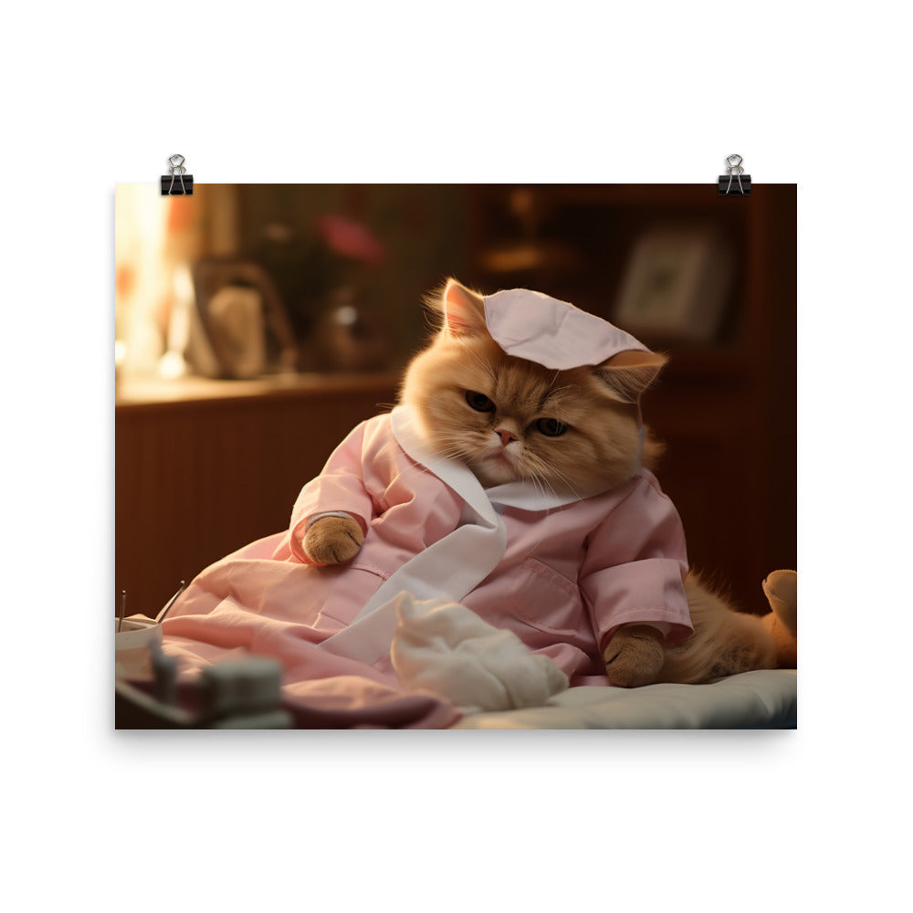 Exotic Shorthair Nurse Photo paper poster - PosterfyAI.com