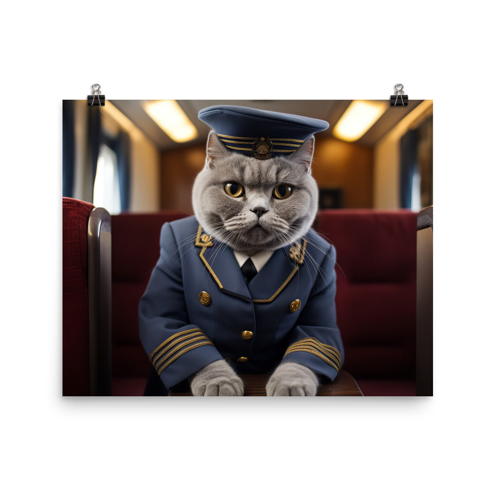 British Shorthair Transit Operator Photo paper poster - PosterfyAI.com