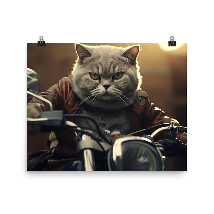 British Shorthair Superbike Athlete Photo paper poster - PosterfyAI.com