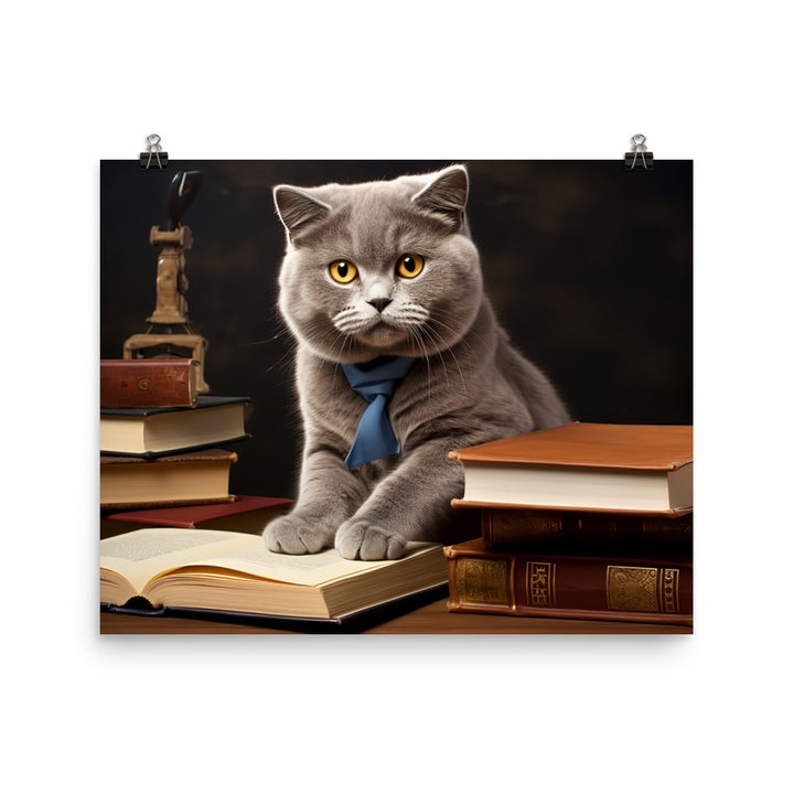 British Shorthair Student Photo paper poster - PosterfyAI.com