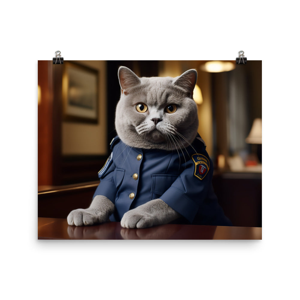 British Shorthair Security Officer Photo paper poster - PosterfyAI.com