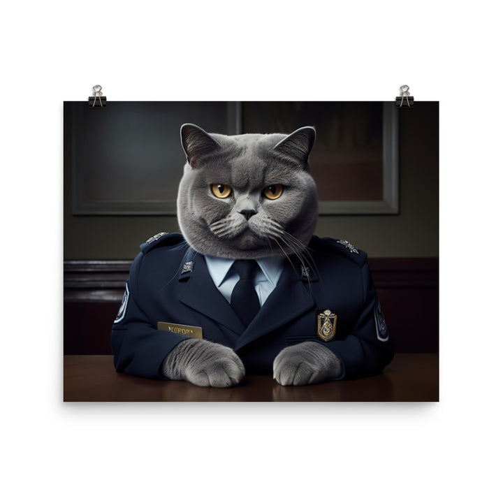 British Shorthair Security Officer Photo paper poster - PosterfyAI.com