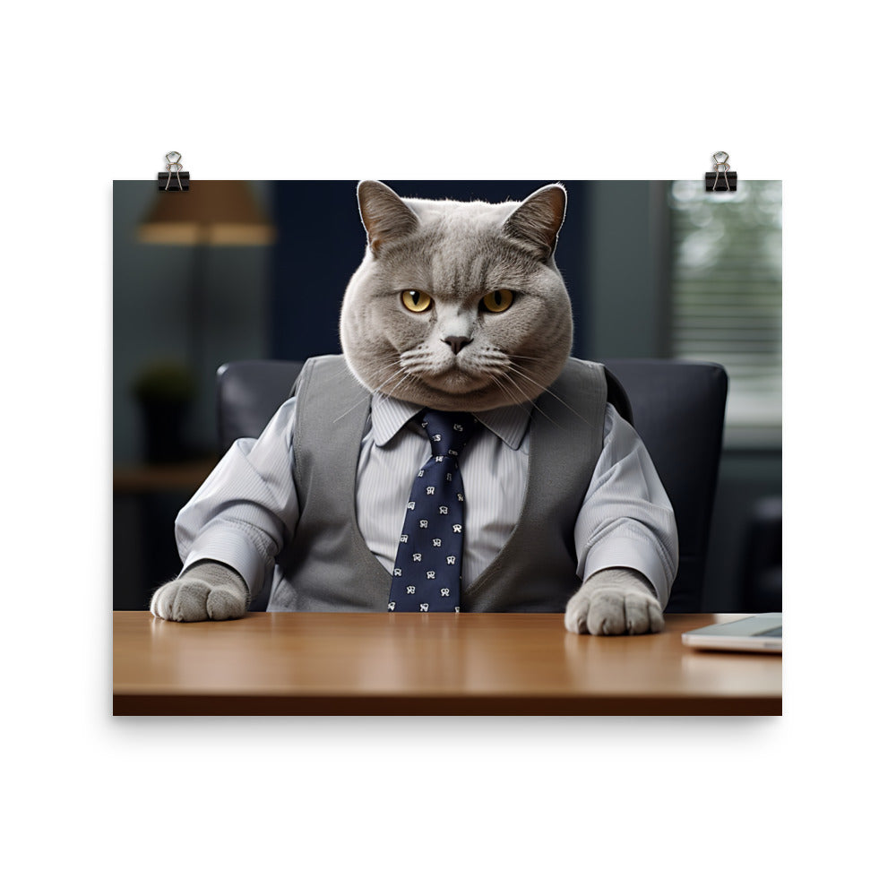 British Shorthair Sales Consultant Photo paper poster - PosterfyAI.com