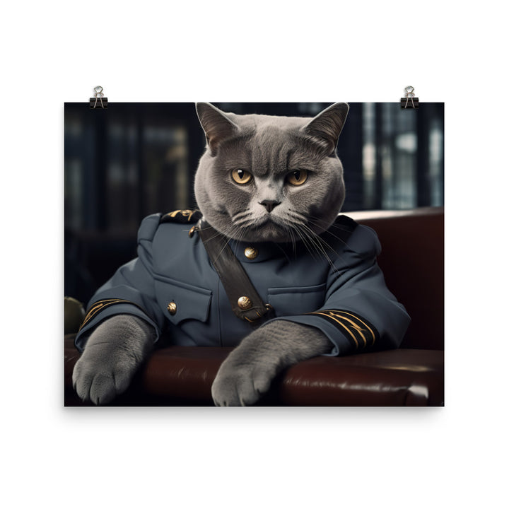 British Shorthair Prison Officer Photo paper poster - PosterfyAI.com