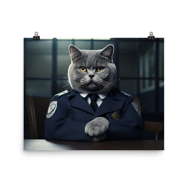 British Shorthair Prison Officer Photo paper poster - PosterfyAI.com