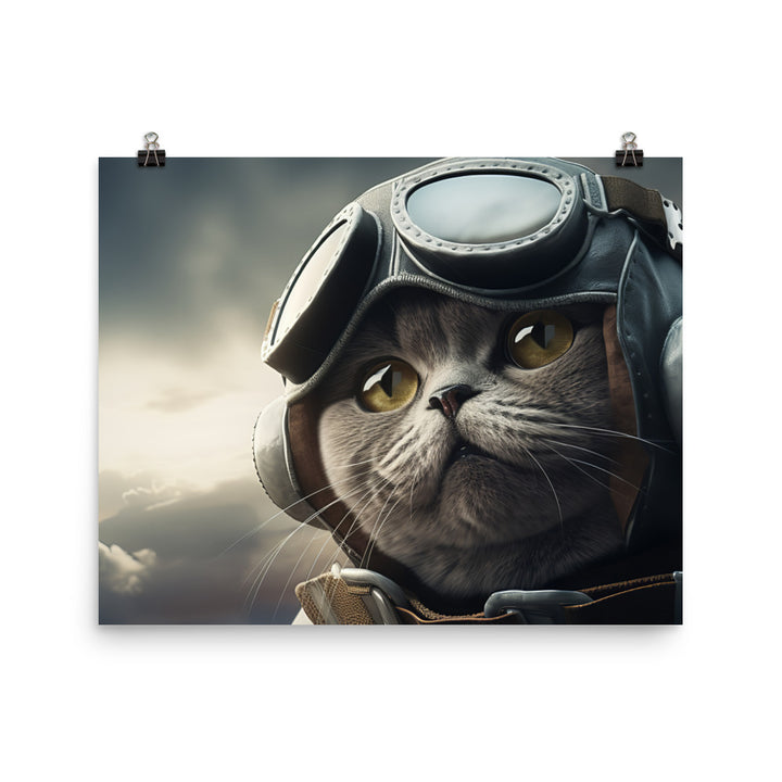 British Shorthair Pilot Photo paper poster - PosterfyAI.com