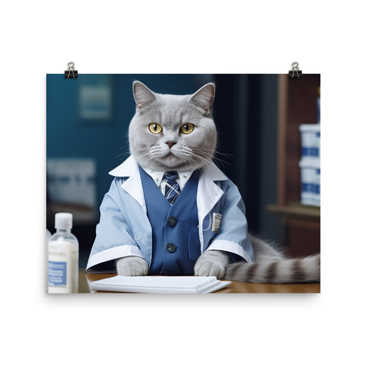 British Shorthair Pharmacist Photo paper poster - PosterfyAI.com