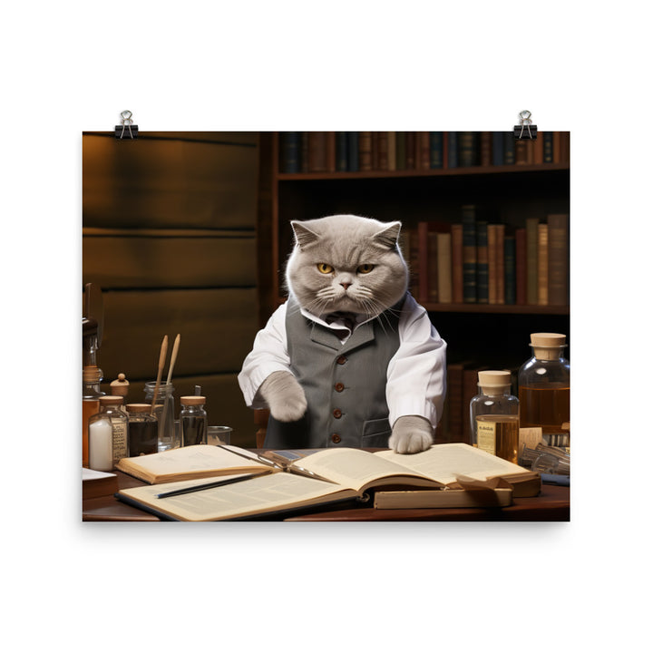 British Shorthair Pharmacist Photo paper poster - PosterfyAI.com