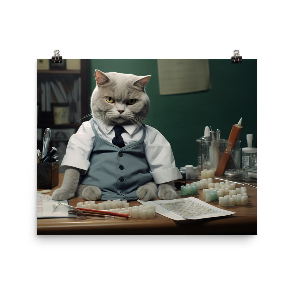 British Shorthair Pharmacist Photo paper poster - PosterfyAI.com