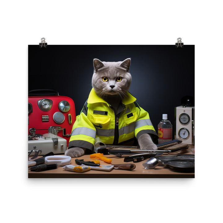 British Shorthair Paramedic Photo paper poster - PosterfyAI.com